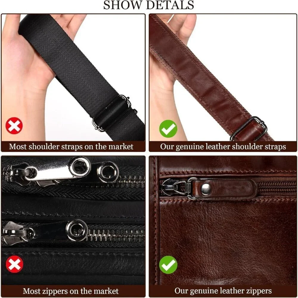 💫 Men Brown Leather Sling Small Messenger Pack Vintage Fashion Shoulder Bag